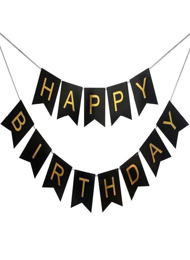 RR DESIGN (8 inch) Happy Birthday Banner Bunting Flag/Banner for Birthday/Birthday Decoration Material - Black (Black) - Image 1